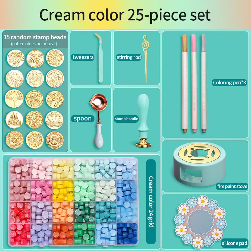 Wax Seal Stamp Set - ワックスシールスタンプセット 漆塗りスタンプ シーリングワックスキット DIYクラフト用品 スクラップブッキング 結婚式招待状