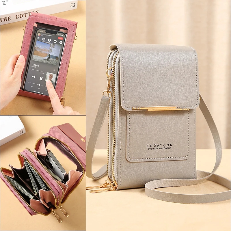 Card Index Box - クレイジーバッグファッションタッチスクリーンロック携帯電話バッグ女性の携帯電話カードホルダークロスボディショルダーバッグ