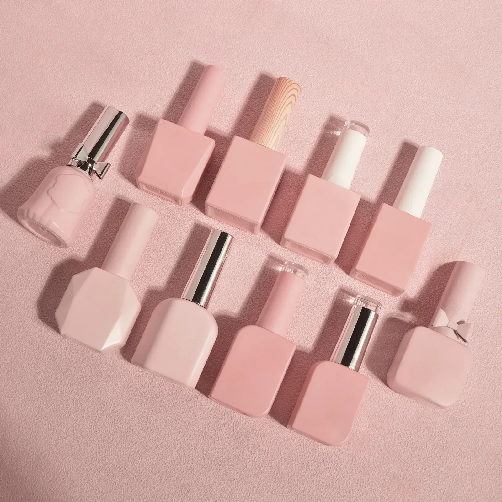 Gel Refill Pack - 10 個空のマニキュアボトル 10/15 ミリリットル DIY ネイルジェル容器ピンクガラス化粧品ネイル美容オイル包装ボトルメイクアップツール