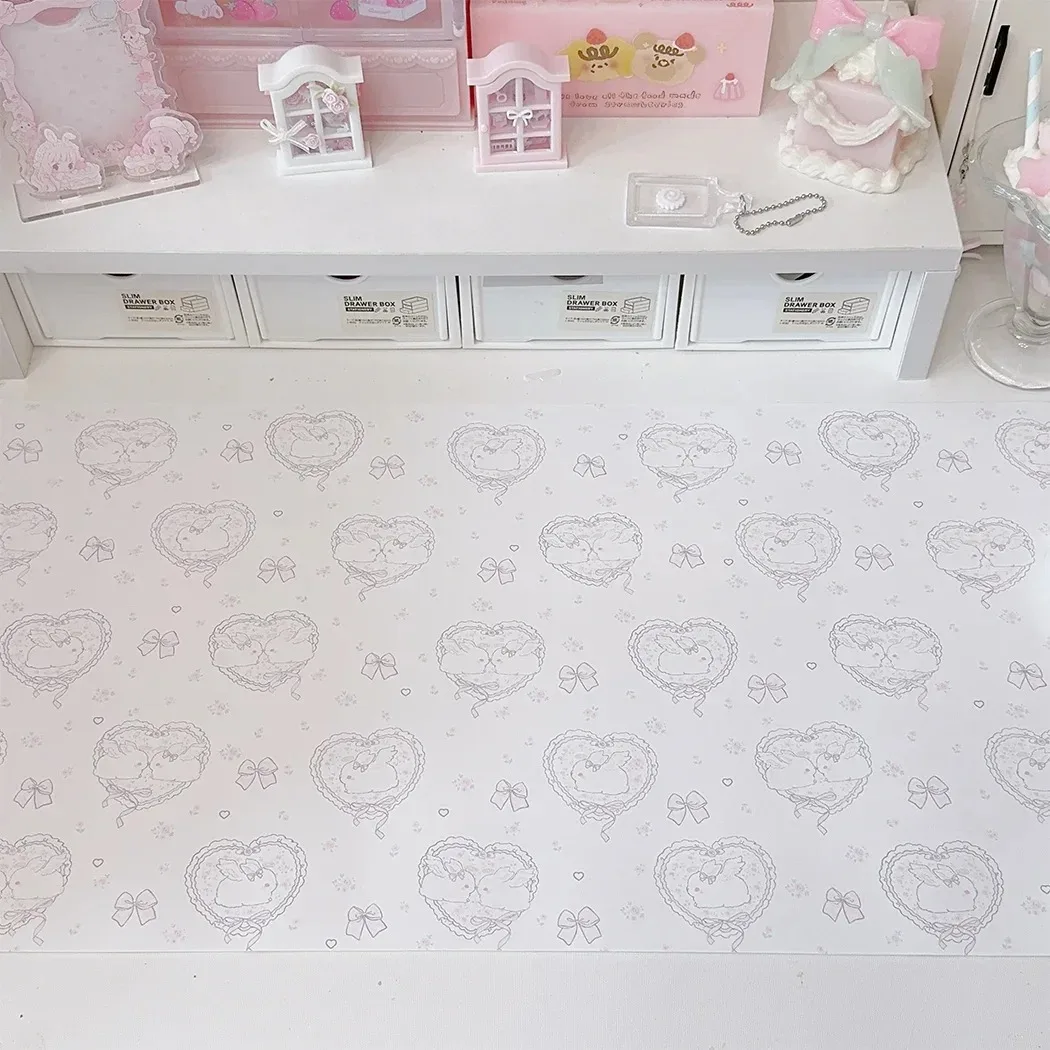 Leather Desk Pad - かわいいピンクのウサギの女の子ハートレザーデスクパッドマウスプロテクター滑り止め大型マウスパッドホームオフィステーブルマットラップトップマウスパッド