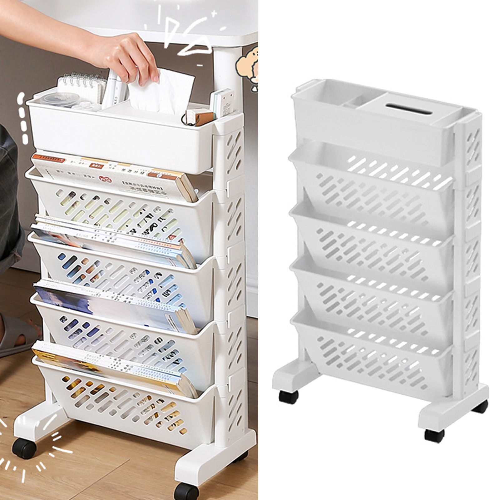 取り外し可能なプラスチック製の可動式本棚、大容量、実用的なロ - Magazine Holder Rack のレビューと価格