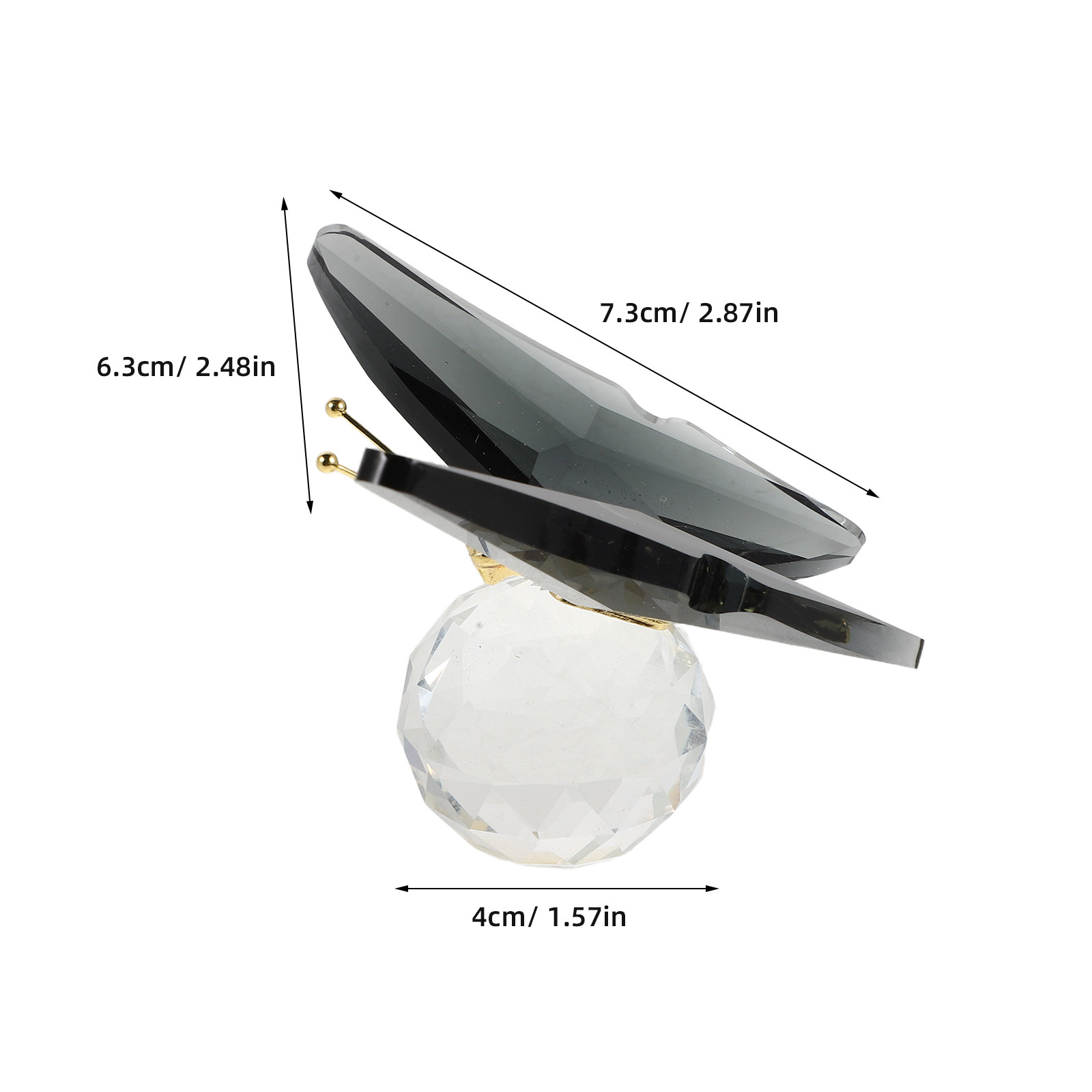 ガラス製蝶型ペーパーウェイト、クリスタル蝶がボール型の台座に - Paper Weight Crystal のレビューと価格