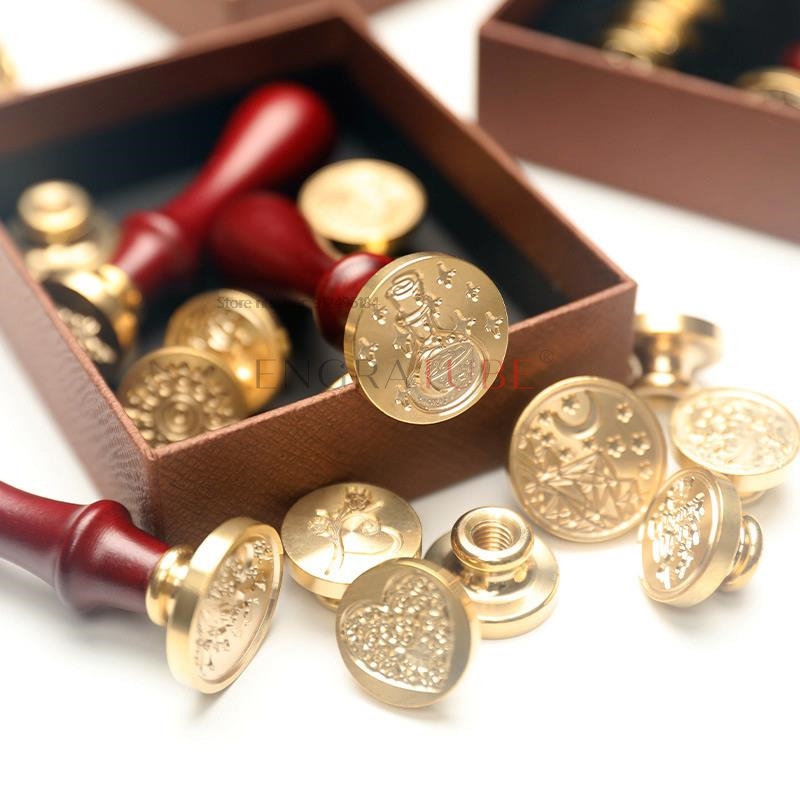 6個の銅製ワックスシールスタンプヘッドとハンドルセット、絶妙 - Wax Seal Stamp Set のレビューと価格