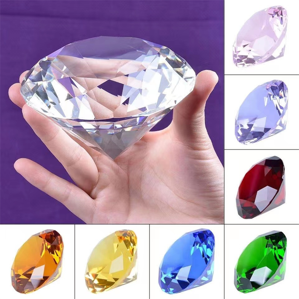 装飾的なダイヤモンド形のガラスの文鎮,10色,巨大な宝石,結 - Paper Weight Crystal のレビューと価格