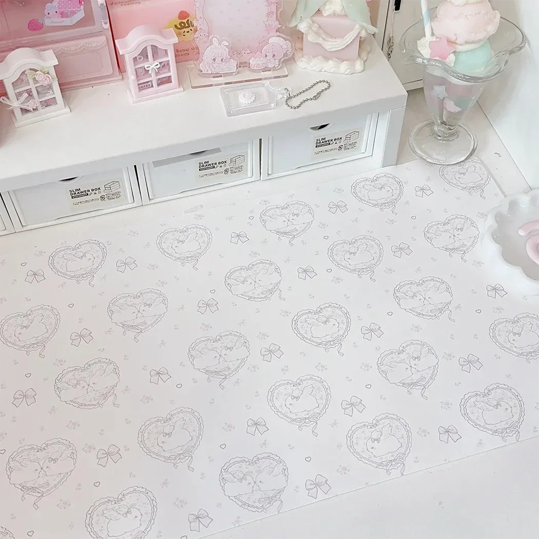 かわいいピンクのウサギの女の子ハートレザーデスクパッドマウス - Leather Desk Pad のレビューと価格
