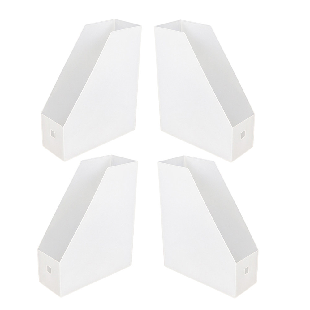 4個入りプラスチック製ファイルオーガナイザーボックス 透明縦 - Magazine Holder Rack のレビューと価格