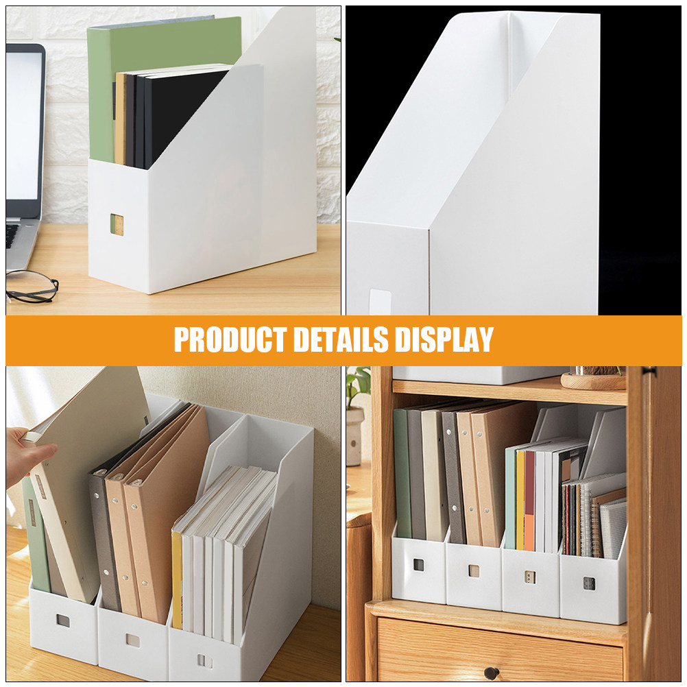 4個入りプラスチック製ファイルオーガナイザーボックス 透明縦 - Magazine Holder Rack のレビューと価格
